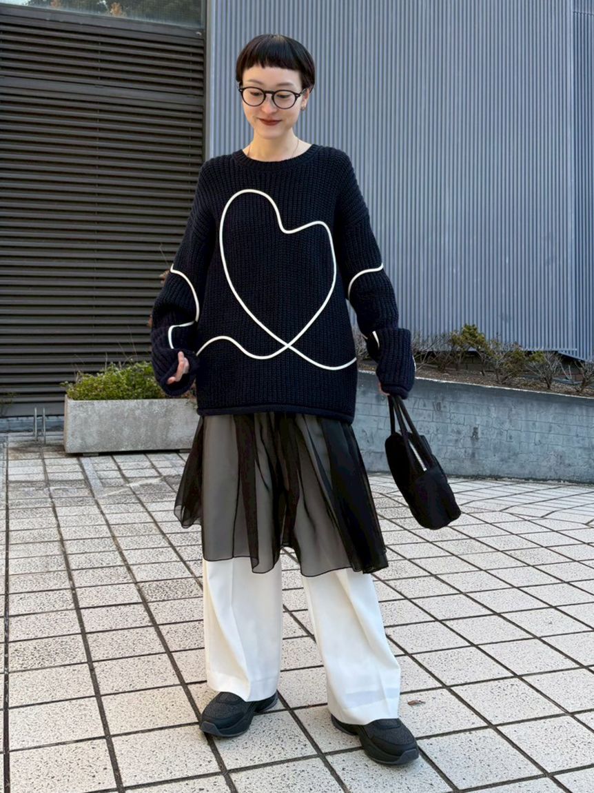 emmi エミ HEART ハートエンブロイダリーニット emmi｜【HEART】 【ONLINE限定カラーあり】ハートエンブロイダリー