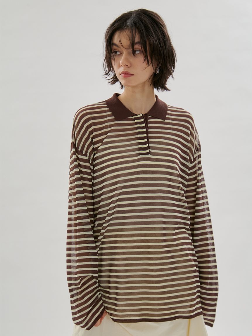 シアーボーダーポロニット(Tシャツ/カットソー)｜トップス｜emmi（エミ