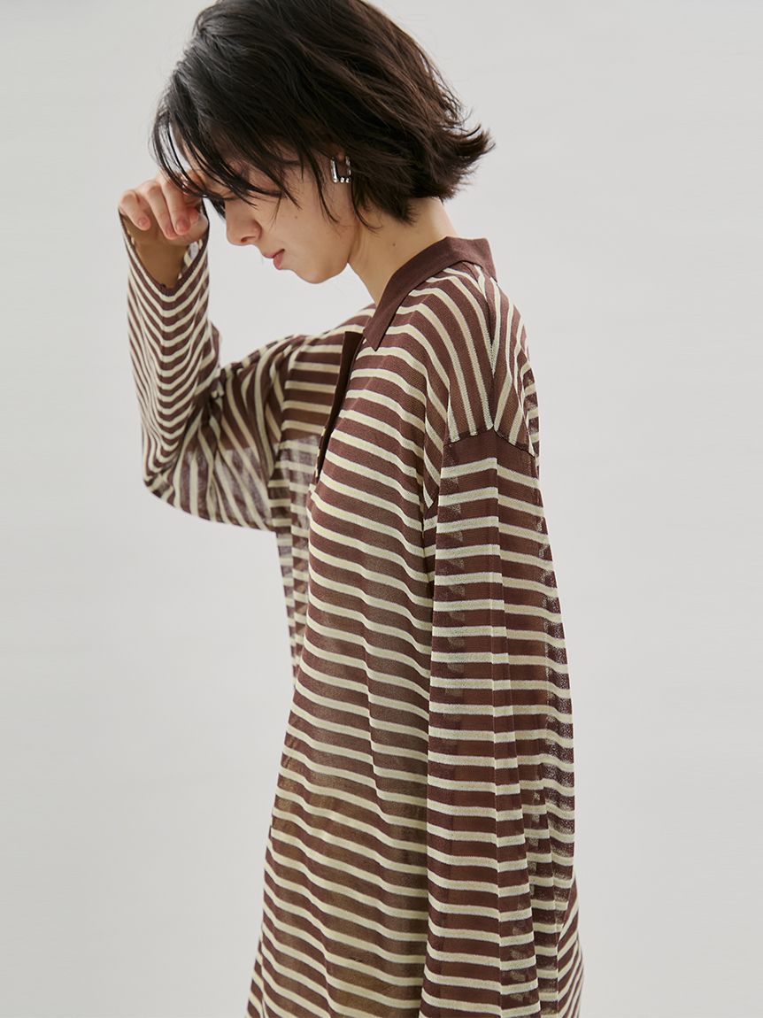 シアーボーダーポロニット(Tシャツ/カットソー)｜トップス｜emmi（エミ