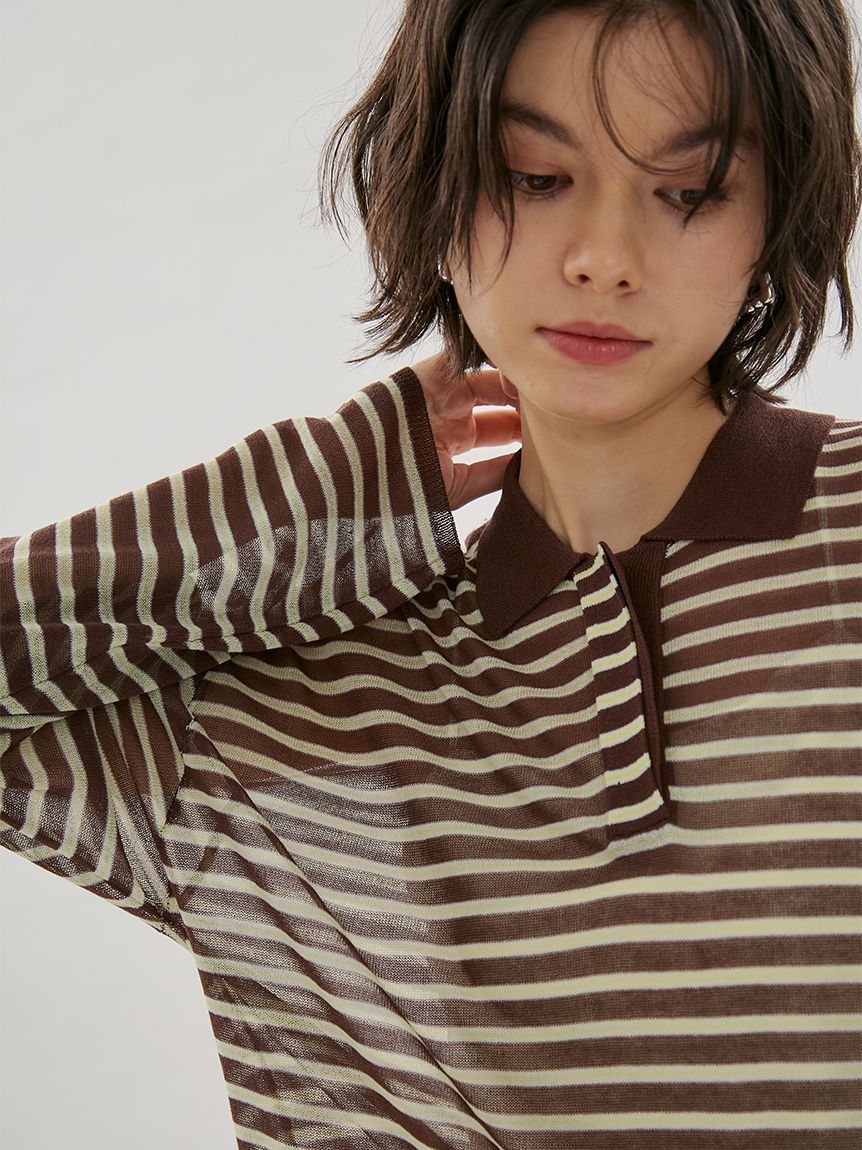 シアーボーダーポロニット(Tシャツ/カットソー)｜トップス｜emmi（エミ