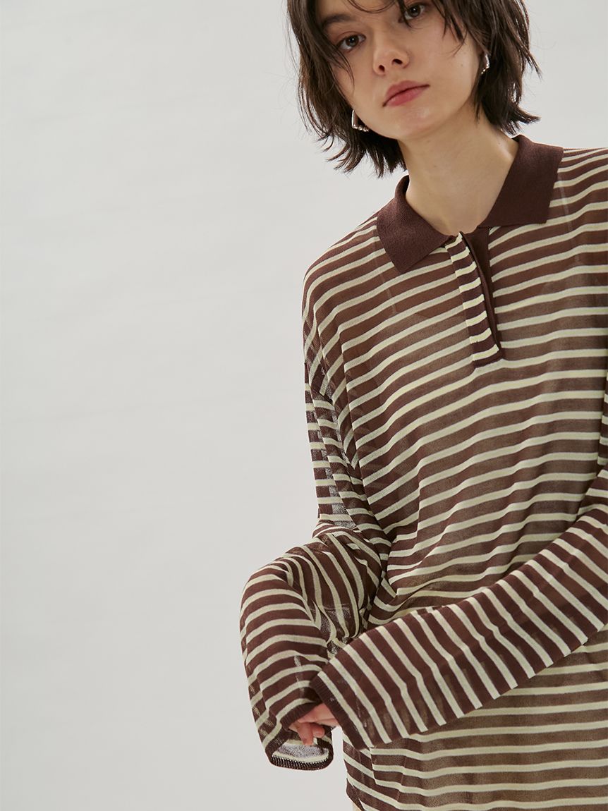シアーボーダーポロニット(Tシャツ/カットソー)｜トップス｜emmi（エミ