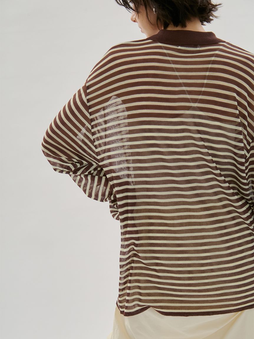 【新品未使用】emmi エミ　シアーボーダーポロニット　26SS シアーボーダーポロニット(Tシャツ/カットソー)｜トップス｜emmi（エミ