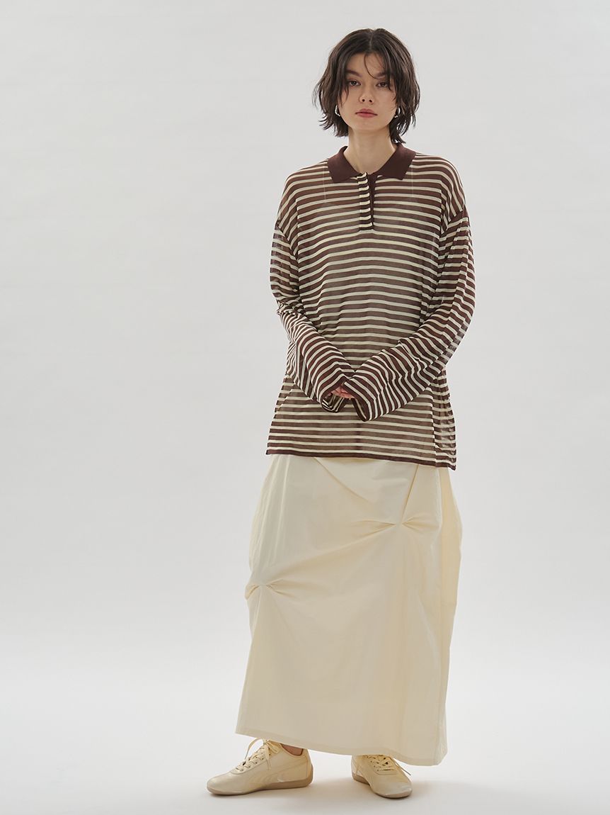 【新品未使用】emmi エミ　シアーボーダーポロニット　26SS シアーボーダーポロニット(Tシャツ/カットソー)｜トップス｜emmi（エミ