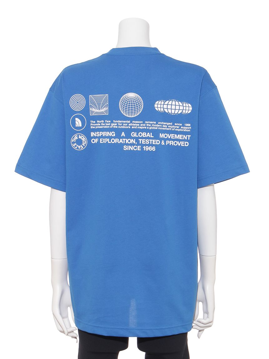 【The North Face】ブルーコットンTシャツ THE NORTH FACE tシャツ 「THE FACE」GLOBE GRID コットンT