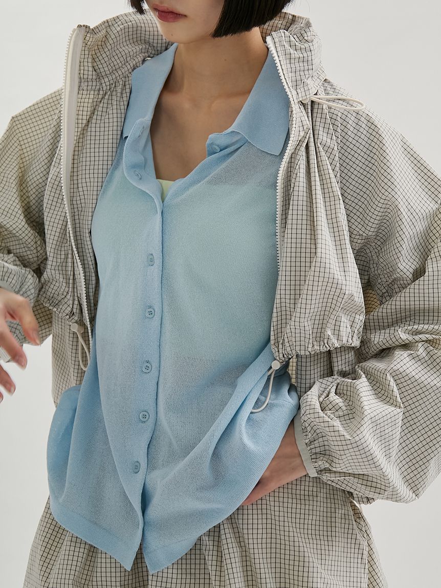 【美品】emmi ストレッチシアーシャツブラウス シアーニットシャツ(シャツ・ブラウス)｜トップス｜emmi（エミ）の通販