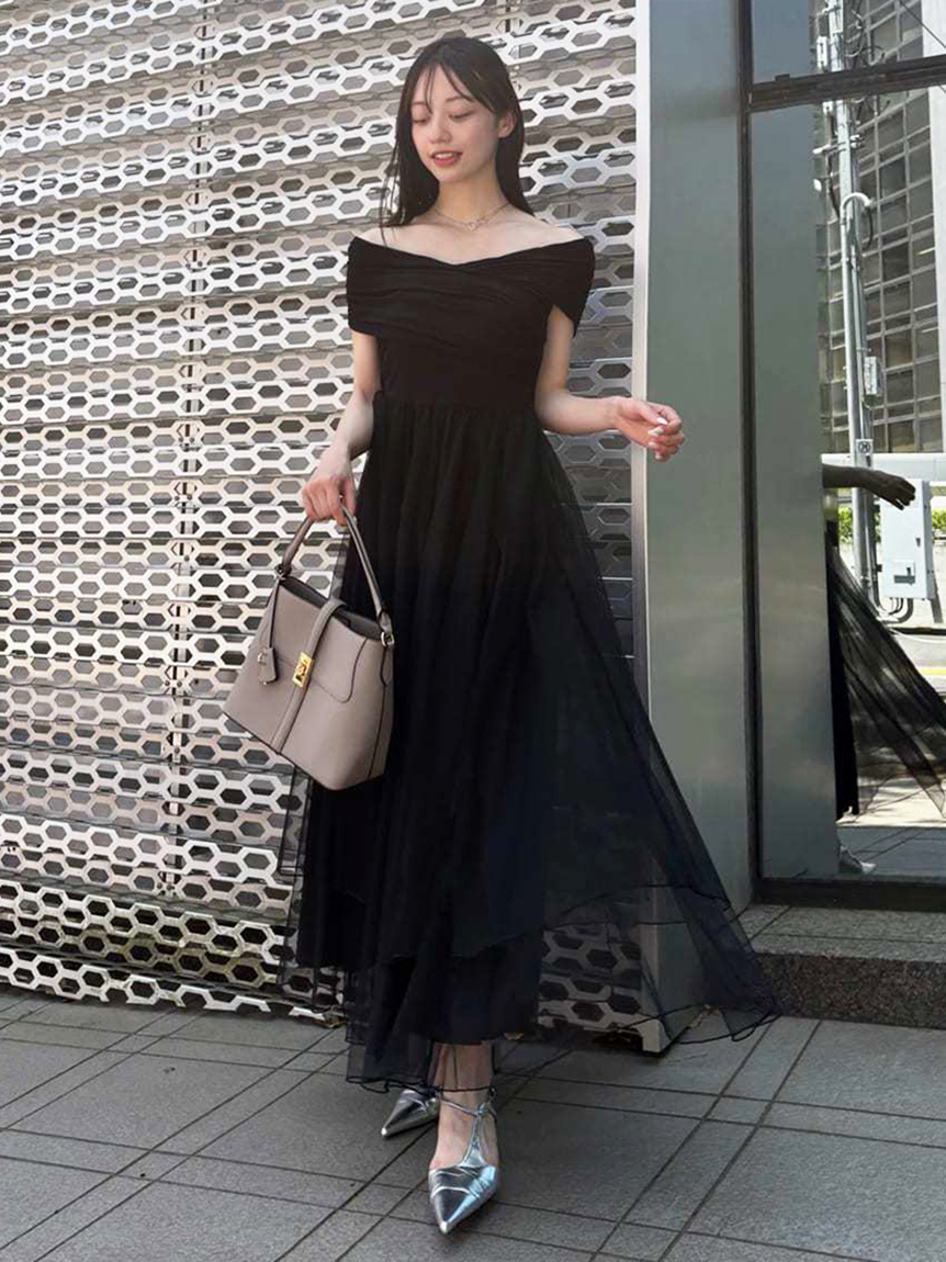 FRAY.I.D オフショルカットソーコンビチュールワンピース オフショルカットソーコンビチュールワンピース(マキシ・ロング