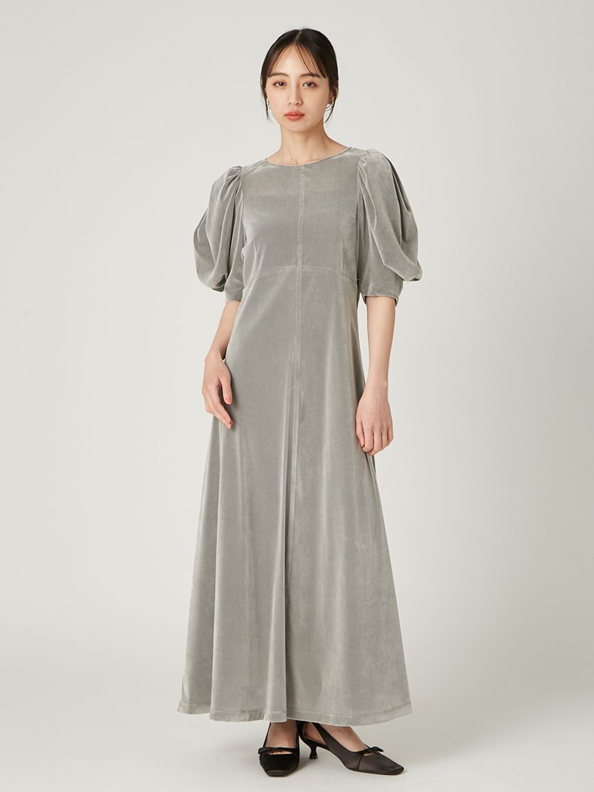 ワンピース riko バックオープンフロッキーチュールワンピース(マキシ・ロング