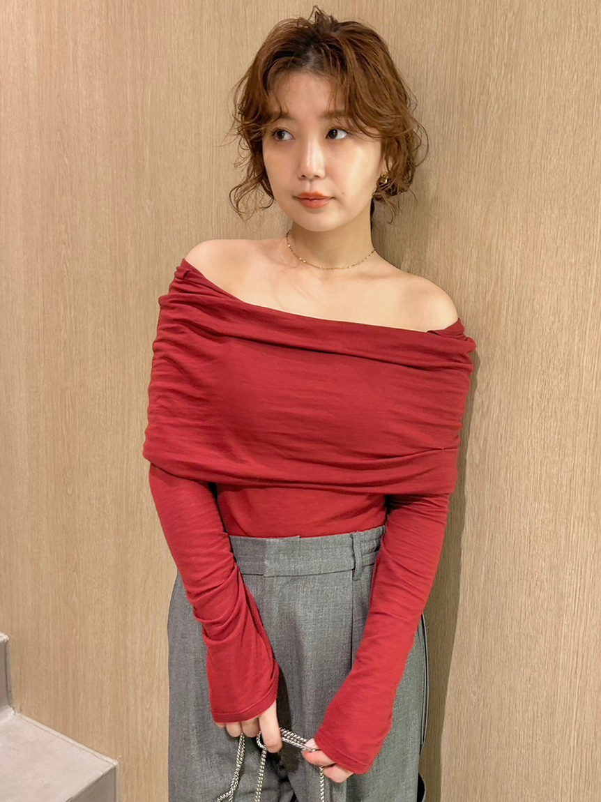 カシミヤシルクオフショルプルオーバー(カットソー)｜トップス｜FRAY  