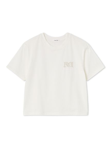 ビジューエンブロイダリーロゴTシャツ／ウォッシャブル(Tシャツ