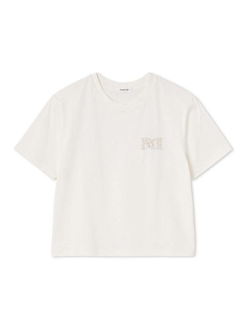 エンブロイダリーロゴTシャツ ビジューエンブロイダリーロゴTシャツ／ウォッシャブル(Tシャツ