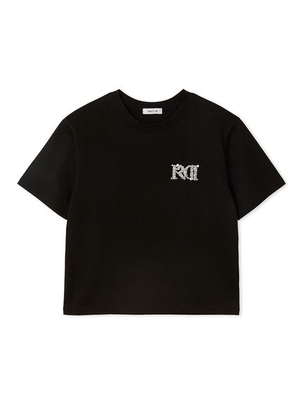 ビジューエンブロイダリーロゴTシャツ／ウォッシャブル(Tシャツ