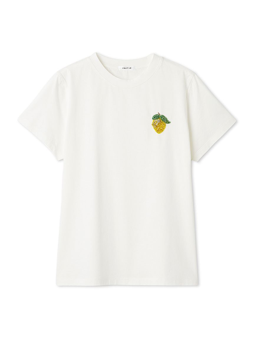 フルーツビジューエンブロイダリーTシャツ／ウォッシャブル