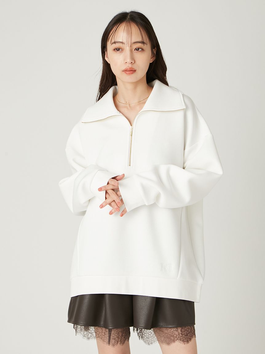 マーク&ロナ　ハーフジップトップス　白　size46 ハーフジップアッププルオーバー(カットソー)｜トップス｜FRAY I.D