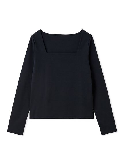 FRAY I.D ブラックメッシュ長袖トップス スクエアネックTシャツ／接触冷感(カットソー)｜トップス｜FRAY I.D