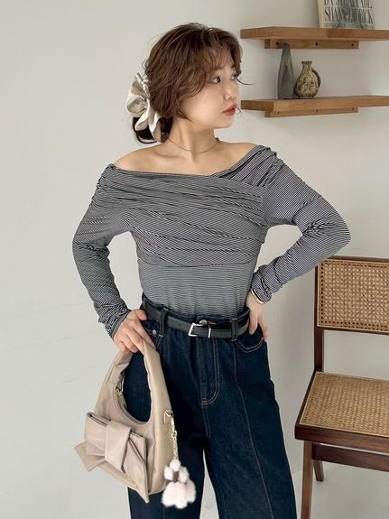 styling/ ギャザーオフショルカットトップス styling/（スタイリング）の「ギャザーオフショルカットトップス（T