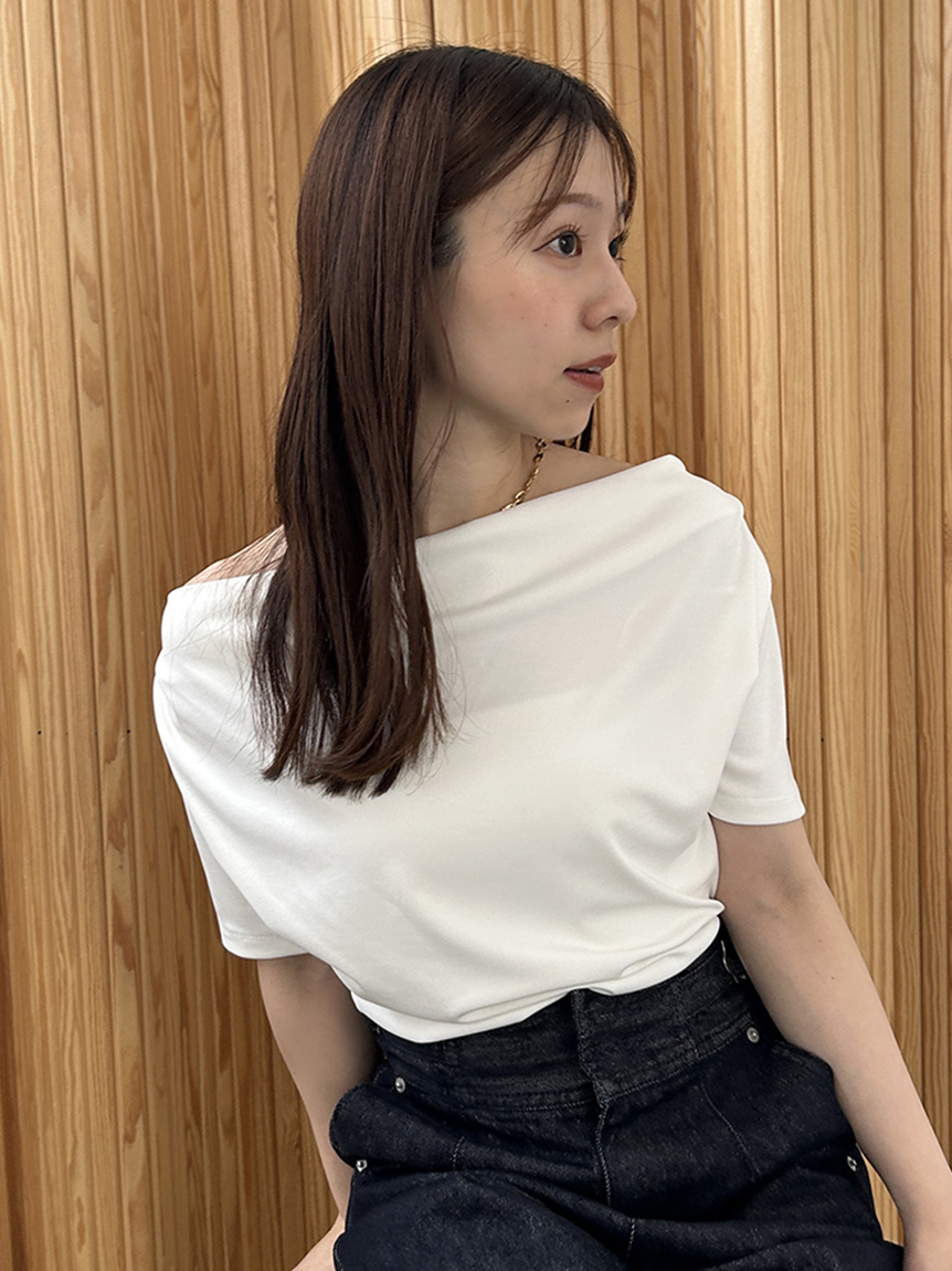 FRAY I.D　ドレープネックオフショルカットソー ドレープネックオフショルカットソー/ウォッシャブル(カットソー