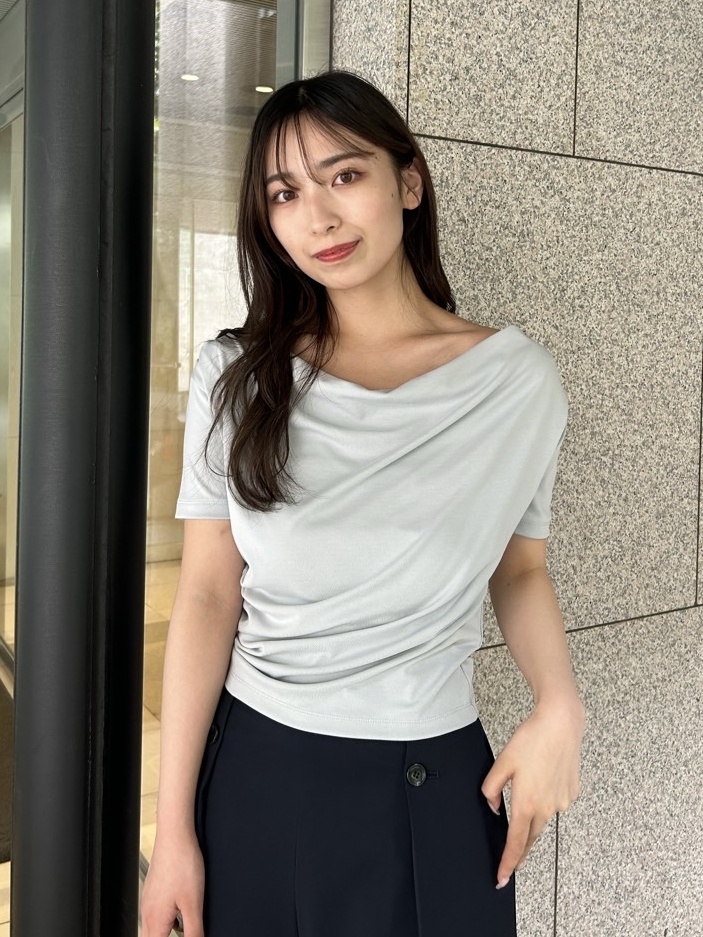 ドレープネックオフショルカットソー/ウォッシャブル(カットソー