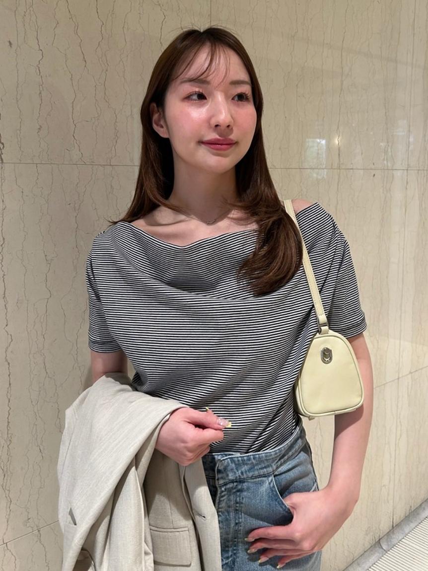 ドレープネックオフショルカットソー/ウォッシャブル(カットソー