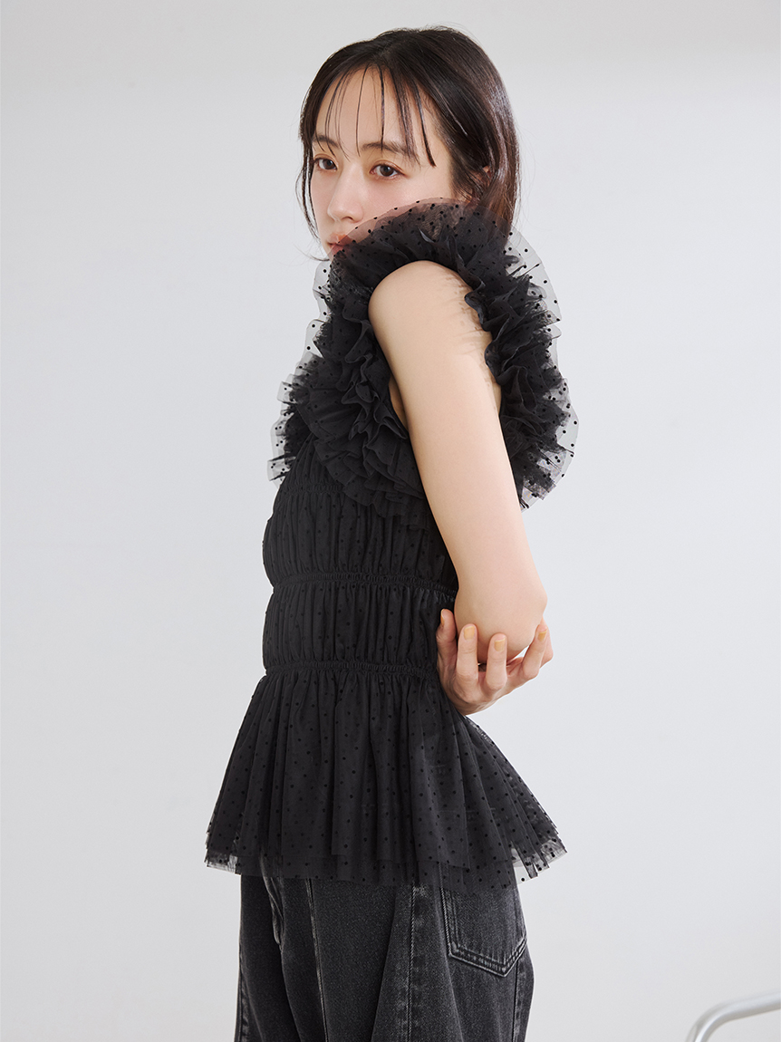 FRAY I.D チュールコンビ2wayトップス　ピンク チュールコンビ2wayカットトップス(カットソー)｜トップス｜FRAY I.D