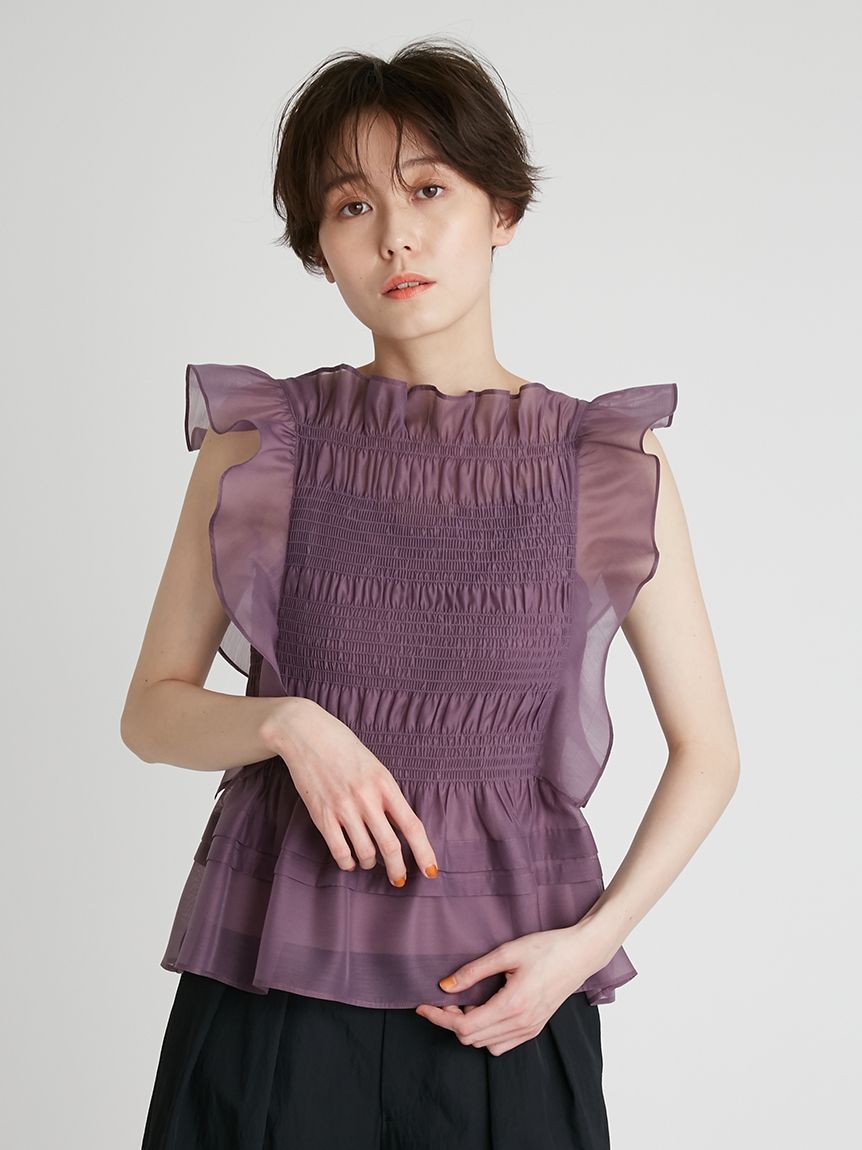 優れた品質 FRAY I.D オーガンザフリルシャーリングブラウス ...