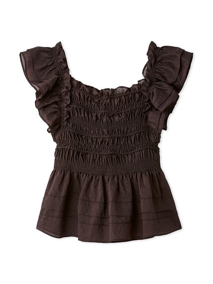Amazon | [フレイ アイディー] フリルスリーブシャーリング