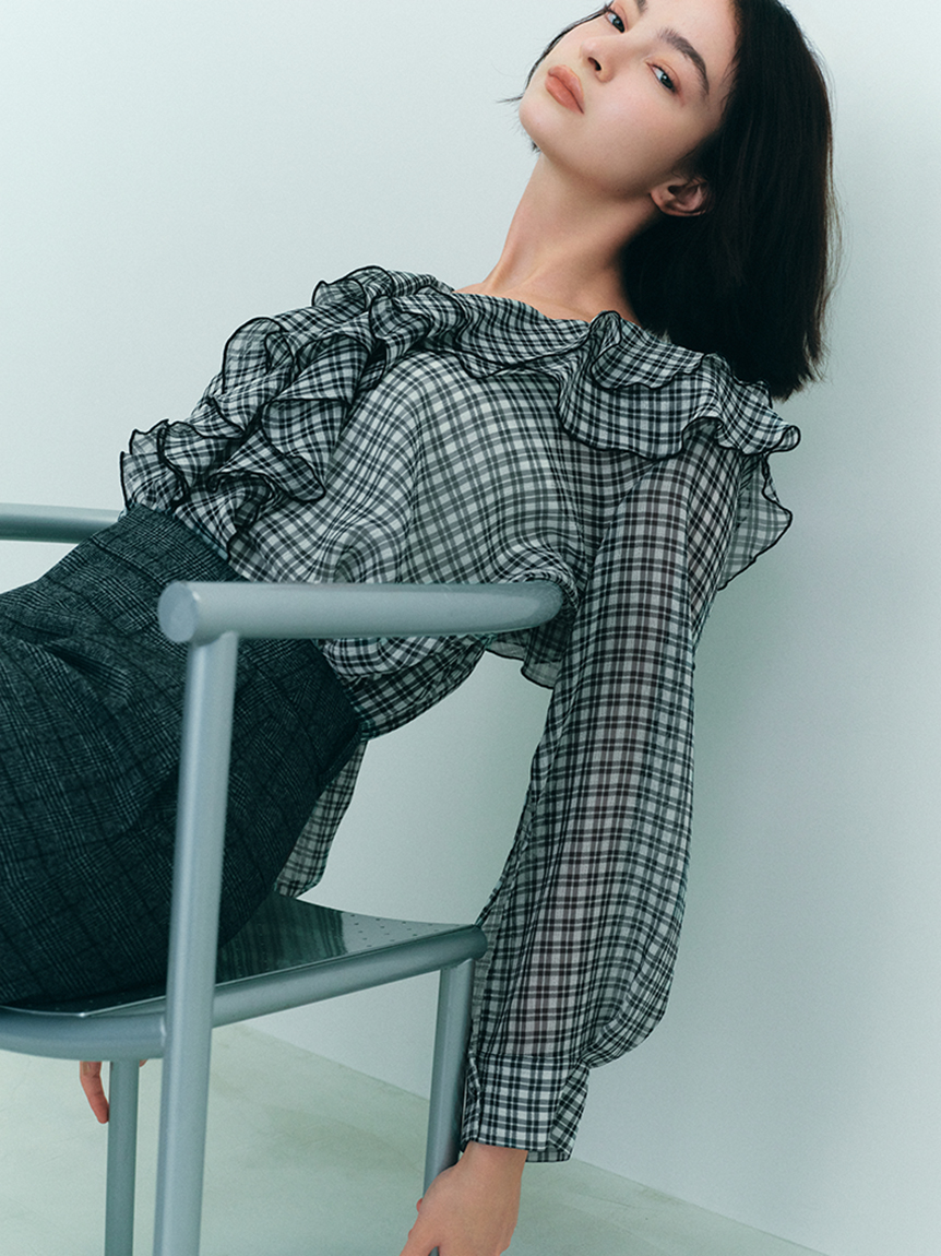 シフォンラッフルカフスデザインブラウス(ブラウス)｜トップス｜FRAY