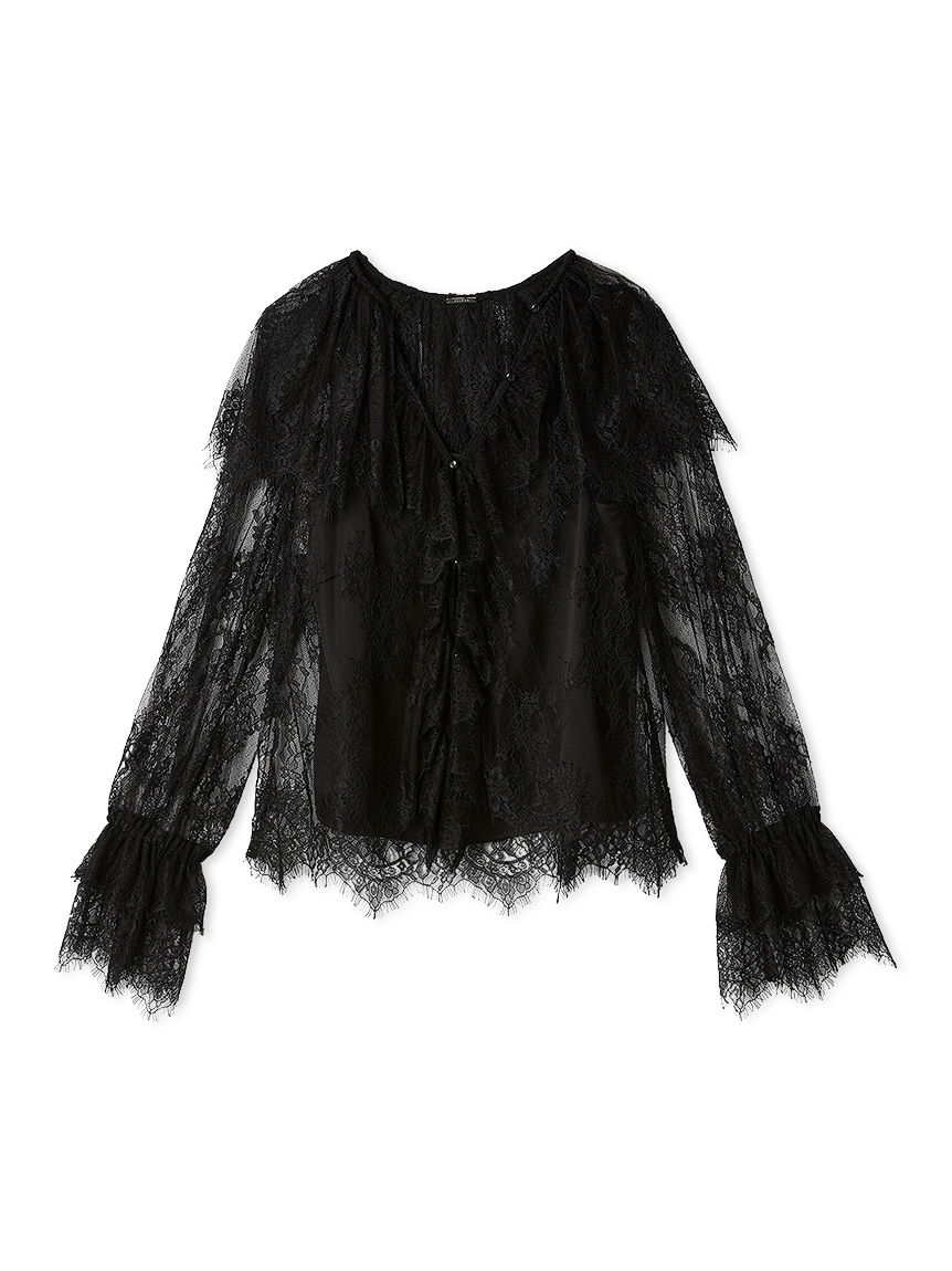 ラッフルカラーレイヤードレースブラウス(ブラウス)｜トップス｜FRAY