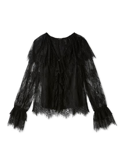 新品未使用タグ付き FRAY I.D ラッフルカラーレイヤードレースブラウス セール】ラッフルカラーレイヤードレースブラウス（シャツ/ブラウス