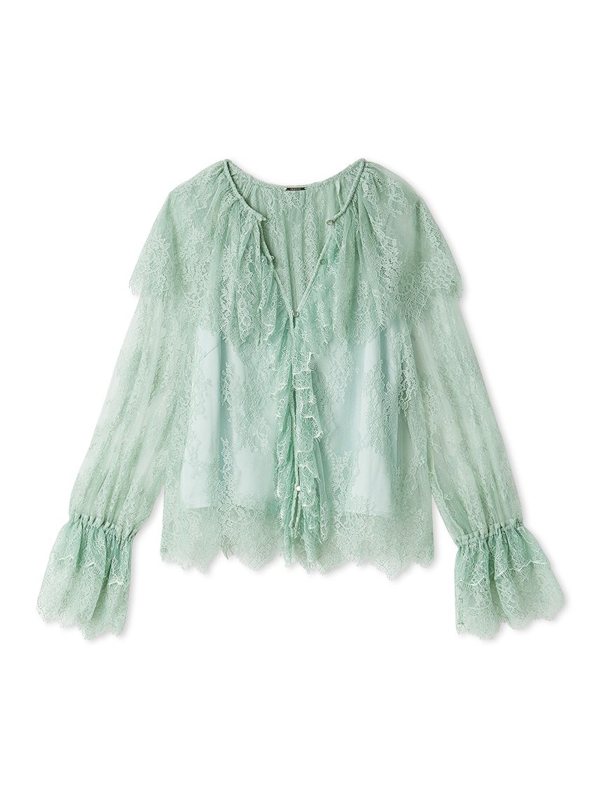 ラッフルカラーレイヤードレースブラウス(ブラウス)｜トップス｜FRAY