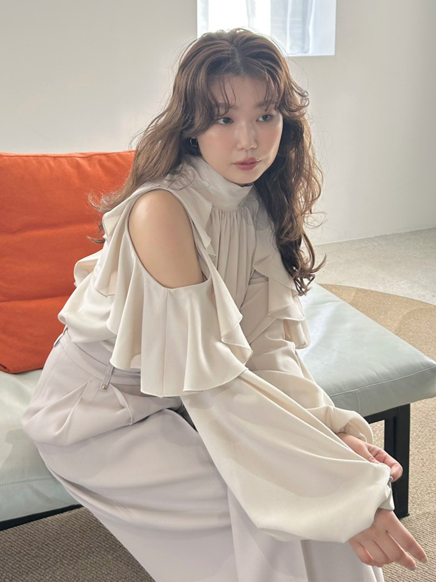 限定カラー】2wayショルダーフリルボウタイブラウス(ブラウス