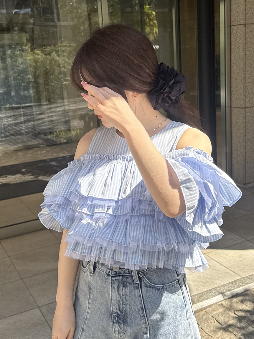 FRAY I.D チュールコンビ2wayトップス　ピンク FRAY I.D（フレイアイディー）の「チュールコンビ2wayトップス（T