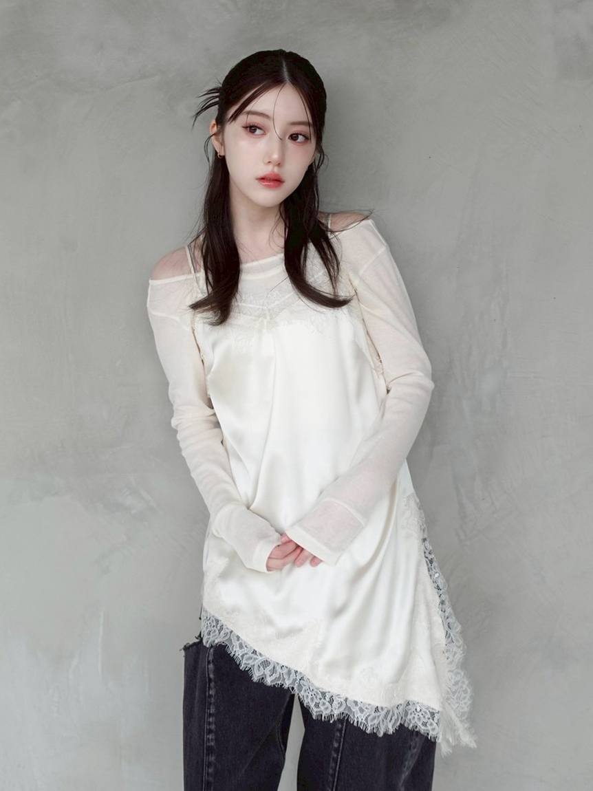 レーストリムキャミチュニック