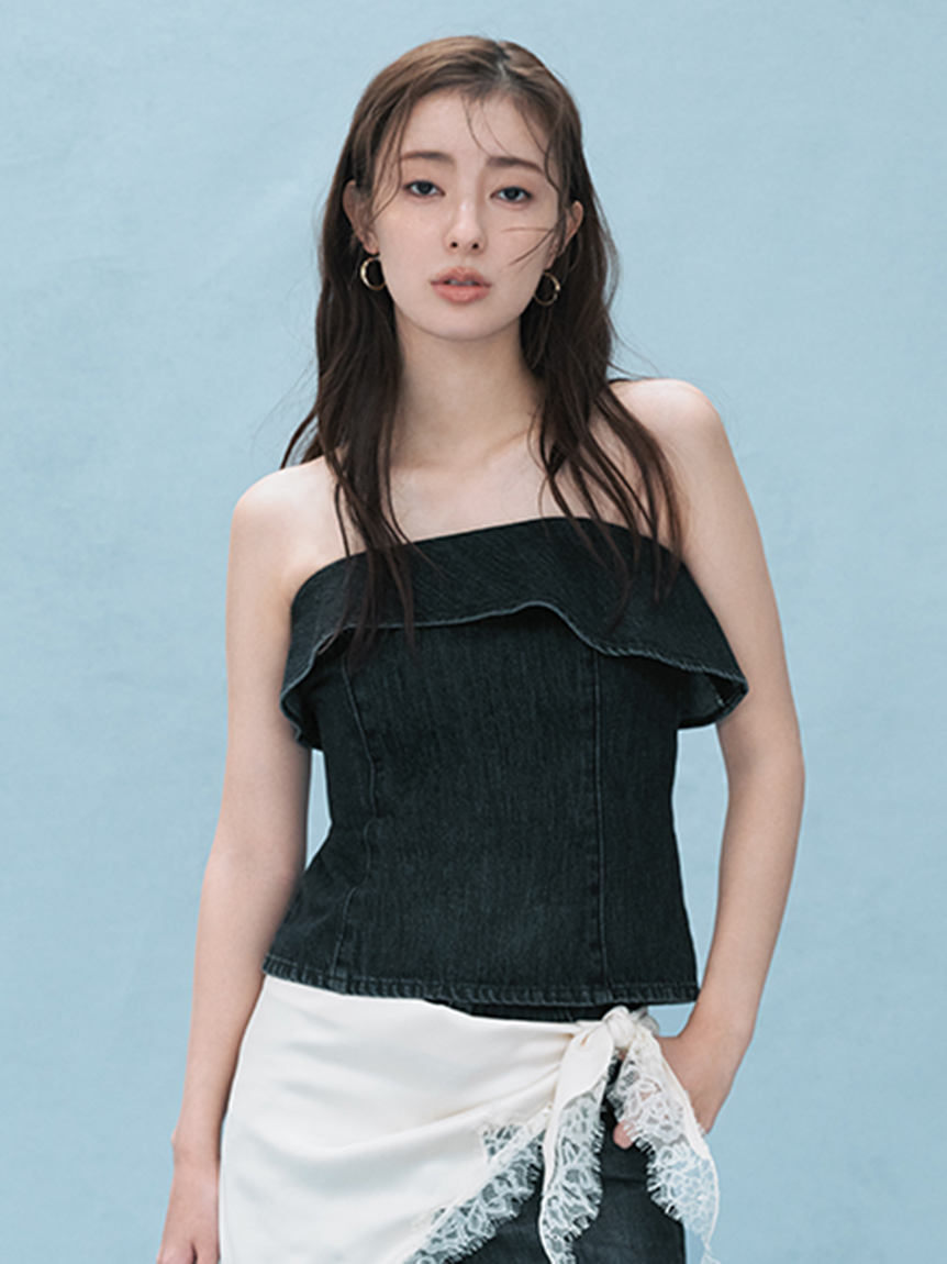 美品◡̈ungridまとめ売り◡̈ デニムビスチェ SOMETHING ペプラムデニムビスチェ|SOMETHING|サムシング