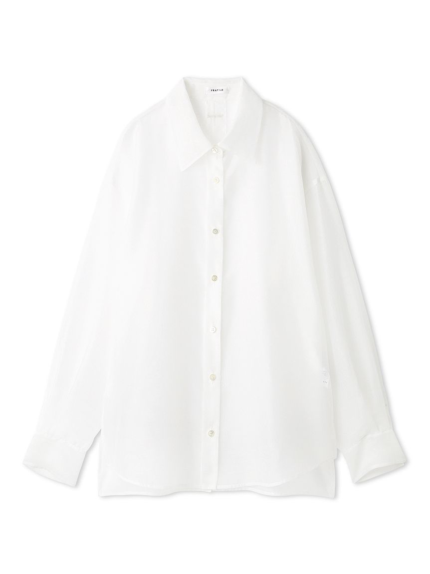 新品未使用　ENOF sheerjacket シアーシャツ　ホワイト バックオープンセミシアーシャツ／ウォッシャブル(シャツ)｜トップス
