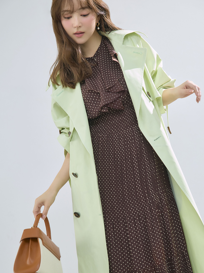 シャンブレーツイルロングトレンチコート／撥水(トレンチコート