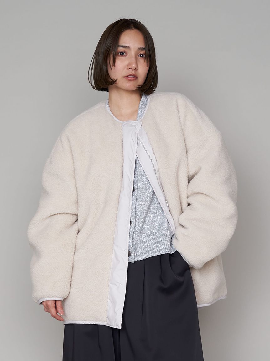 新品】FRAY I.D リバーシブルボアジャケット WHT 1サイズ-