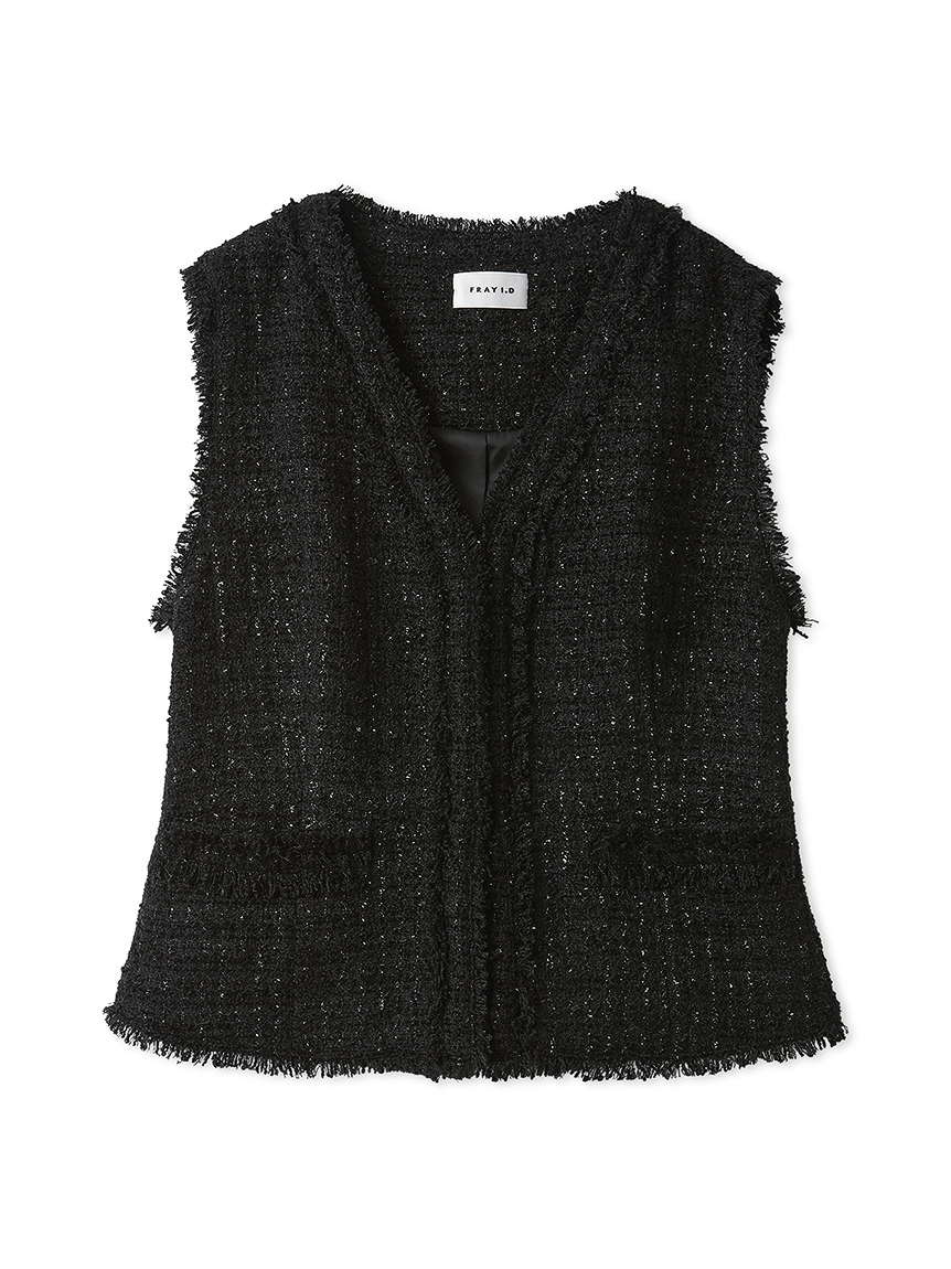 ラメツイードノーカラージレ(ベスト・ジレ)｜アウター｜FRAY I.D