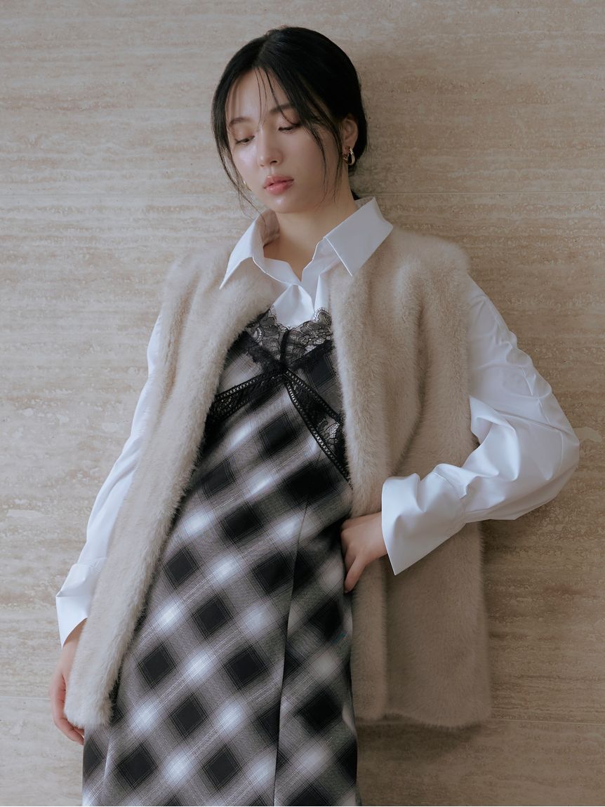 ファー風 ベスト ジレ ベルトセットファージレ(ベスト・ジレ)｜アウター｜FRAY I.D