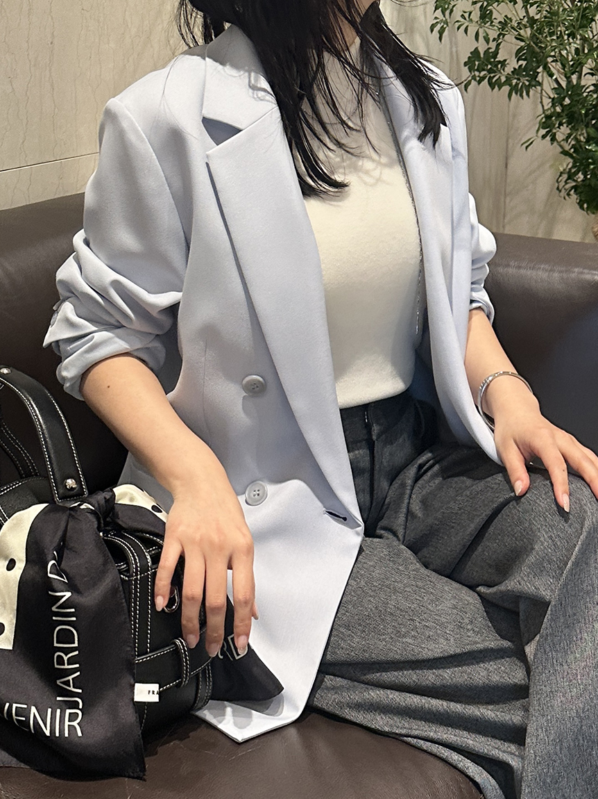 ダブルテーラードジャケット／ウォッシャブル・UVカット・防シワ・接触冷感