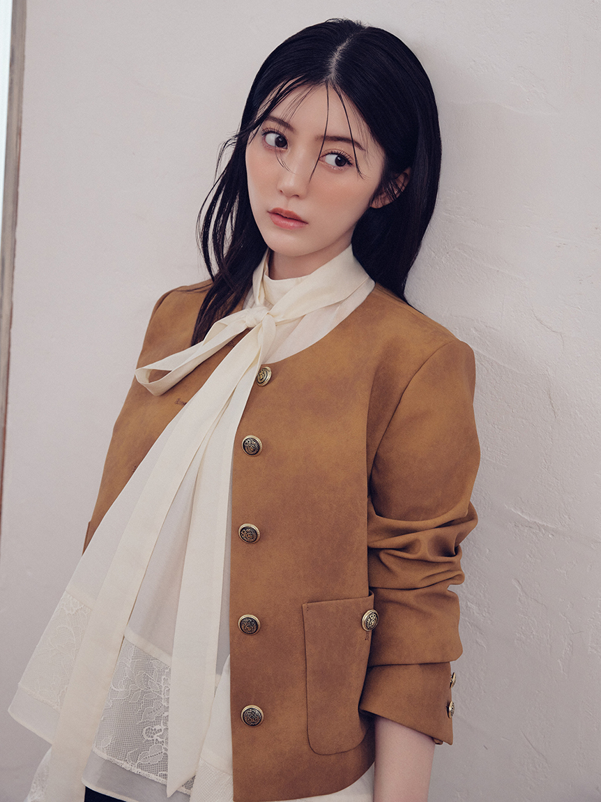 WEB限定】ノーカラージャケット＆ショートパンツセット(ノーカラー