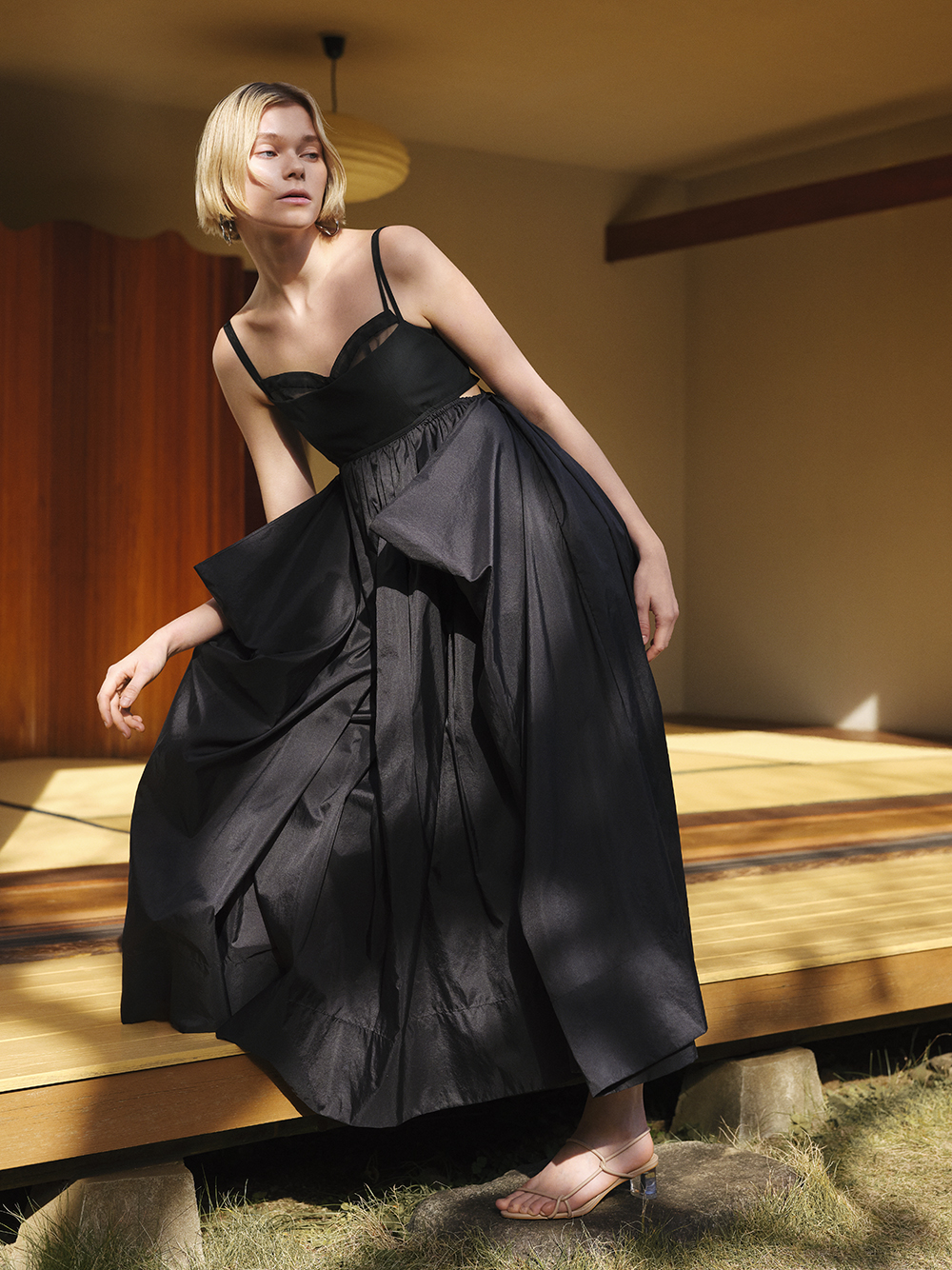 レイヤードビスチェドッキングワンピース(マキシ・ロングワンピース  