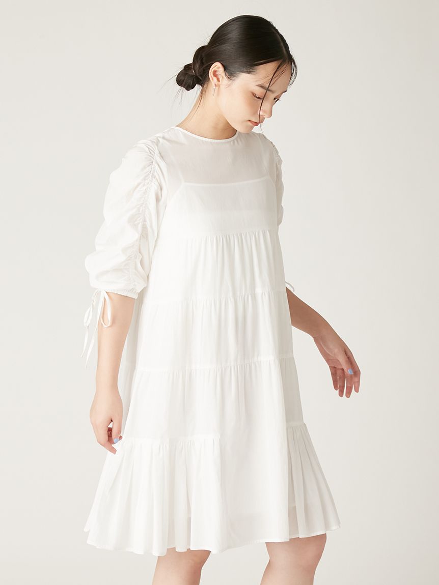 美品♡イアパピヨネ 2way ティアード　タック　ロングワンピース　異素材 ABITOKYO（アビトーキョー）の「ティアード セットアップ 風