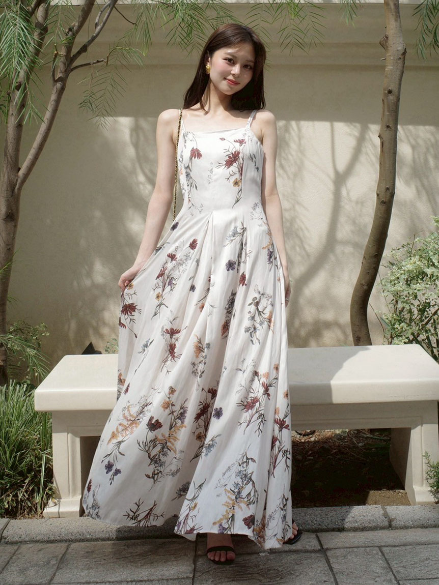 00サイズ】ボタニカルプリントキャミソールワンピース