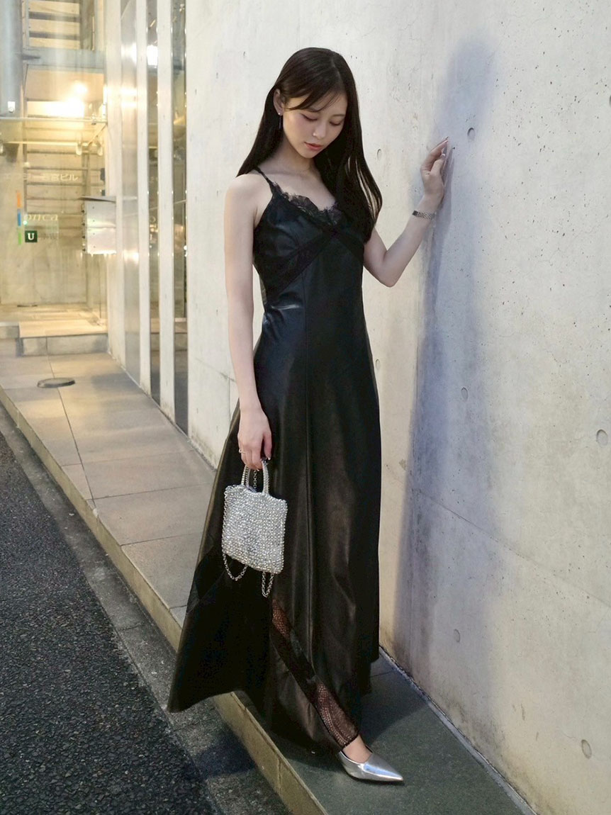 レーストリムスリップワンピース(マキシ・ロングワンピース