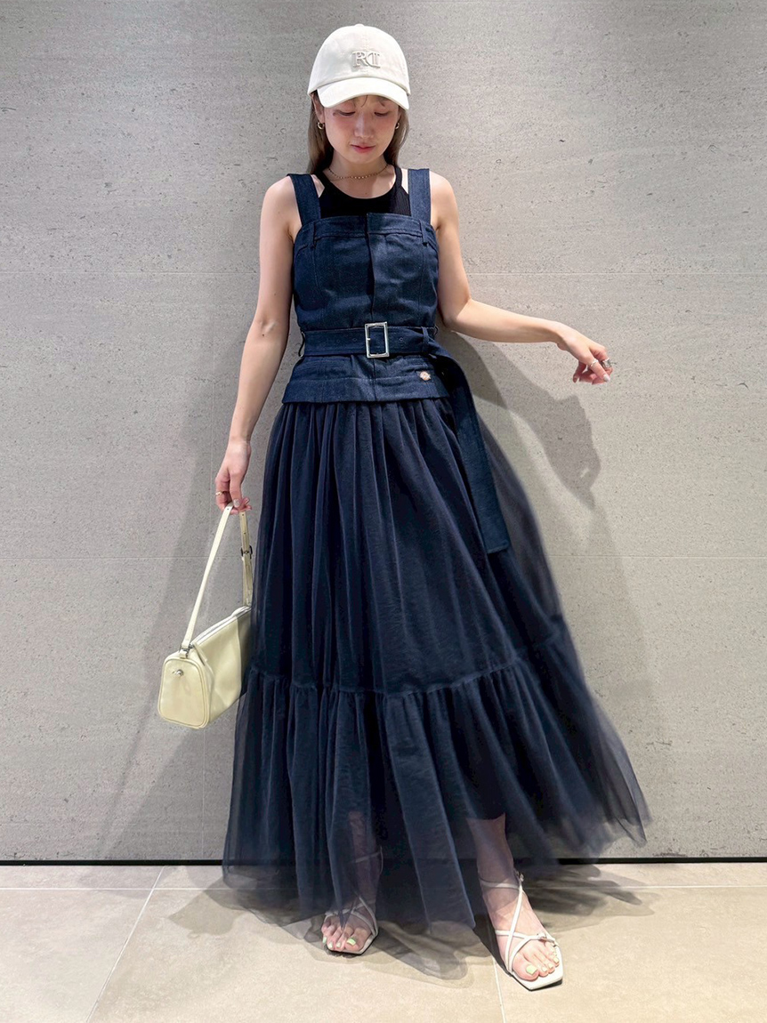 FRAY I.D｜Dickies】チュールコンビジャンパードレス(マキシ・ロング