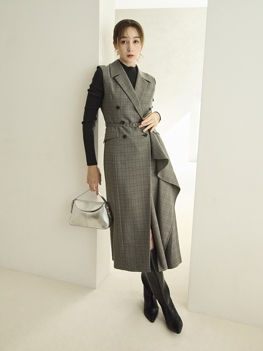 ダブルブレストアシメデザインワンピース(マキシ・ロングワンピース