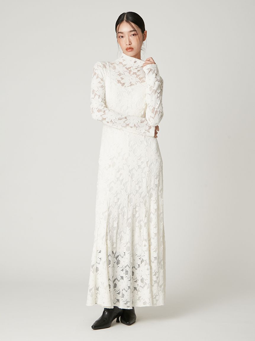FRAY I.D レースワンピース フラワーストレッチレースワンピース(マキシ・ロングワンピース