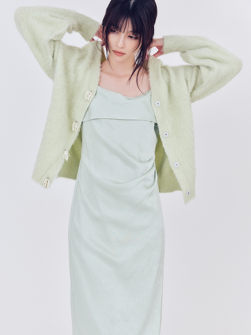 fulinちゃさま専用 ワンピース 7月中旬発送予定 フクレサイドギャザーワンピース【shichaku