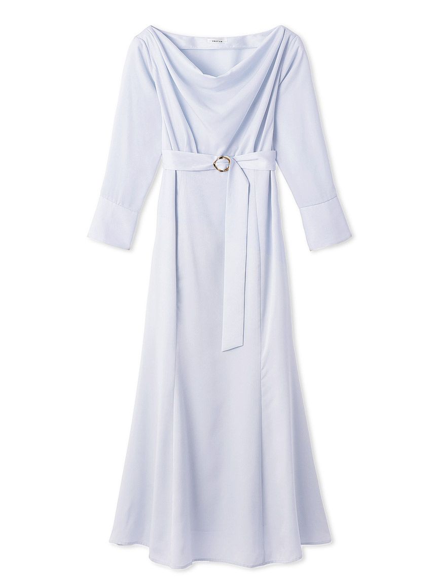 タイ付きドレープネックワンピース(マキシ・ロングワンピース