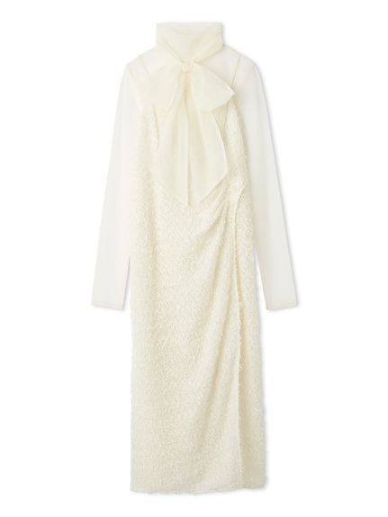 チュールトップス＆ジャガードワンピース(トップス＆ボトムセット